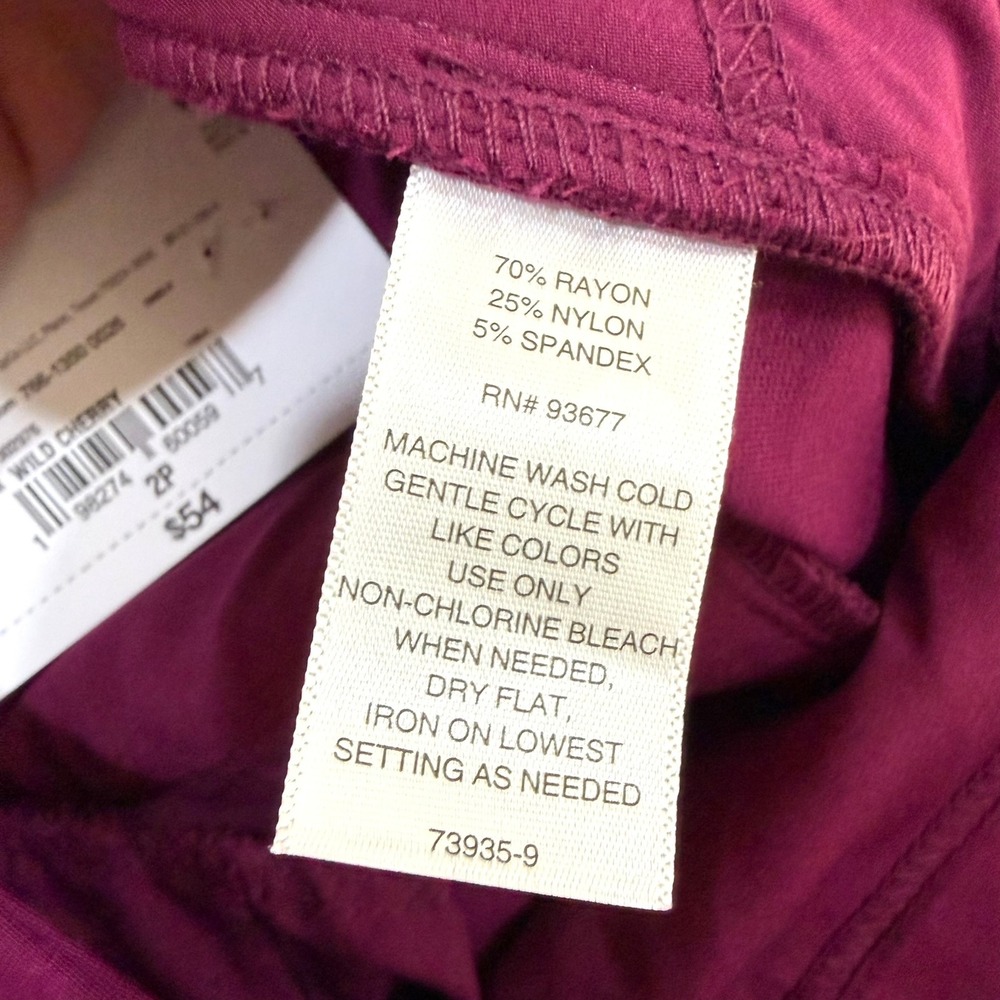 Liz Claiborne Emma Slim Leg Ankle Pants 4-Way Stretch Wild Cherry Womens 2P NWT - Picture 16 of 16